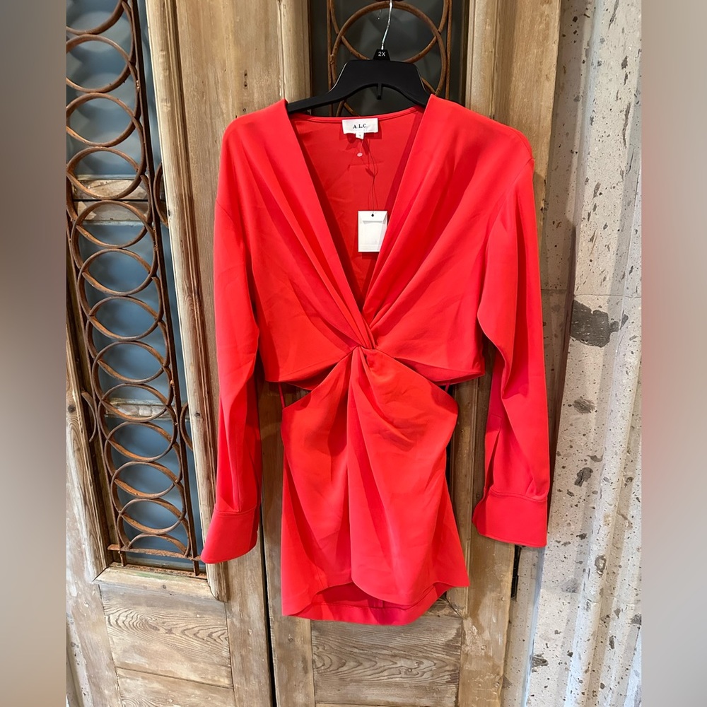 A.L.C. size 12 watermelon pink cut out mini dress